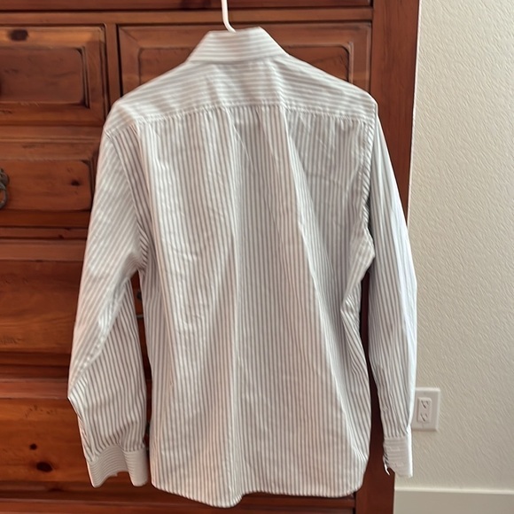 Theory Men’s gray and white long sleeved shirt, size large. - Picture 3 of 5